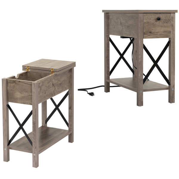 Gracie Oaks Orthman 24.02'' Tall End Table with BuiltIn Outlets Wayfair